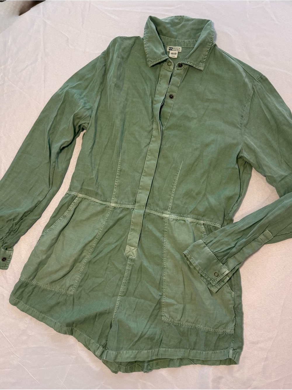 Lightweight Olive Green Utility Shirt Jacket - Billabong Brand